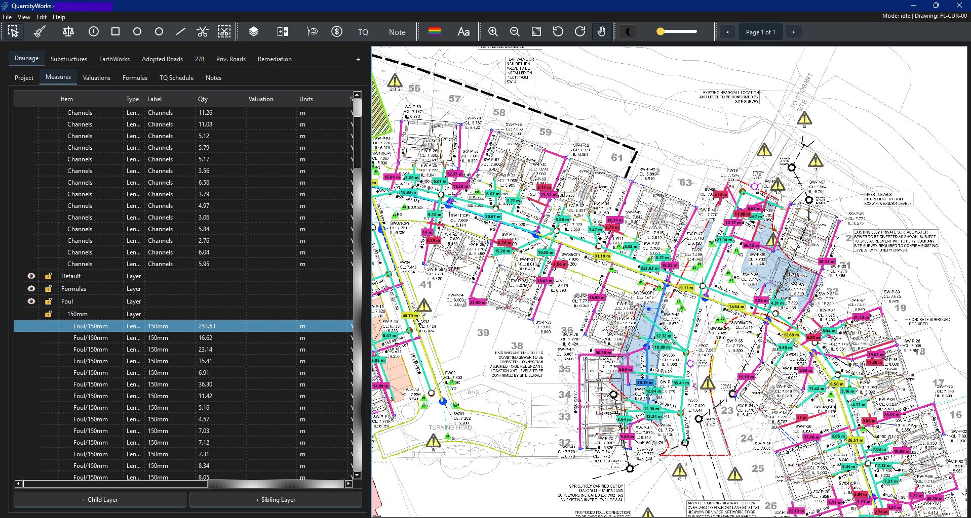 QuantityWorks takeoff workspace